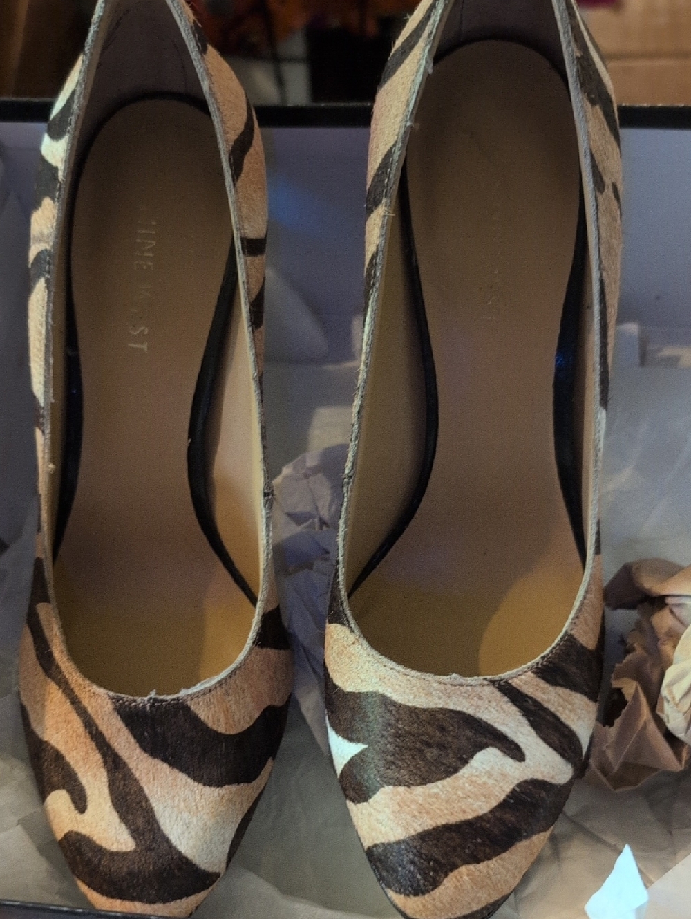 Animal Print Pumps - Beige/Black